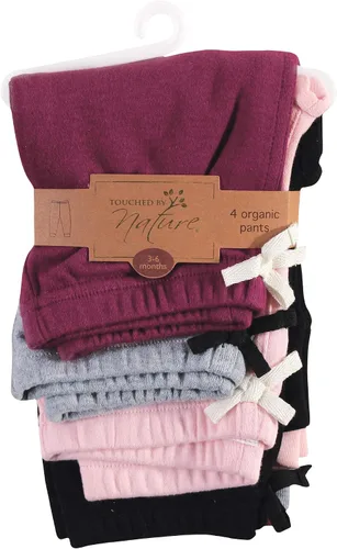 Vista 2 de Touched by Nature - Pantalones de algodón orgánico para bebé, unisex, pantalones de algodón orgánico, 2T, Rosa Borgoña