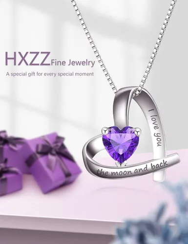 Vista 2 de HXZZ Fine Jewelry - Collar con colgante de plata de ley con topacio azul suizo, amatista, citrino, peridoto y ópalo, regalo para mujer, Gema