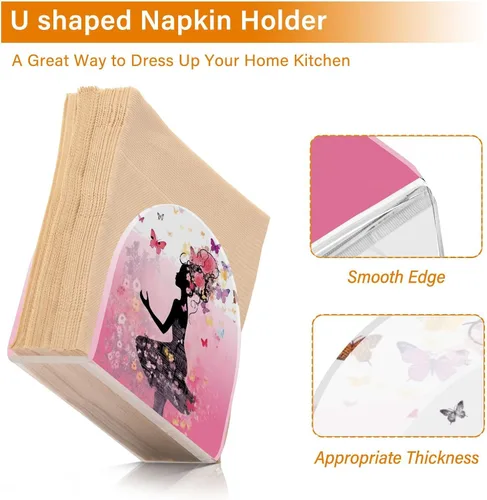 Vista 4 de Servilleteros de flores y mariposas para niñas, para mesas, servilleteros de acrílico transparente, servilleteros de cóctel para cocina