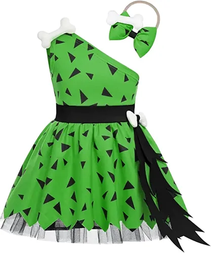 Vista 2 de Disfraz de Halloween para niñas pequeñas, vestido de tul de malla, trajes de princesa (verde, de 12 a 18 meses)