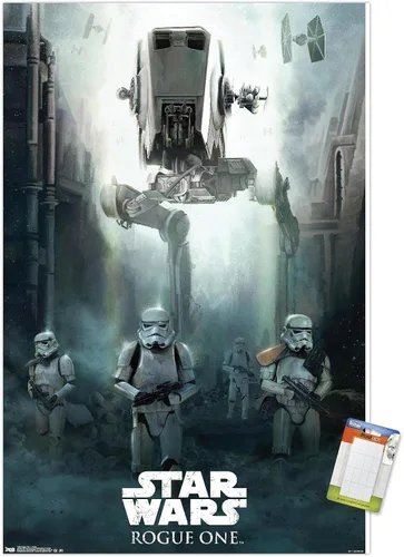 Vista 12 de Trends International Star Wars: Rogue One - Póster de pared de asedio, 14.725 x 22.375 pulgadas, versión enmarcada de madera de granero