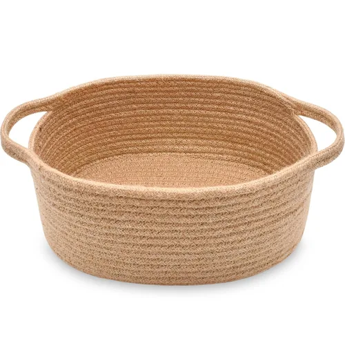 Vista 33 de ABenkle Cesta Pequeña con Asas - Contenedor de Almacenamiento Tejido de Cuerda Decorativo Duradero Cubo Organizador de Estante, Cesta de Regalo