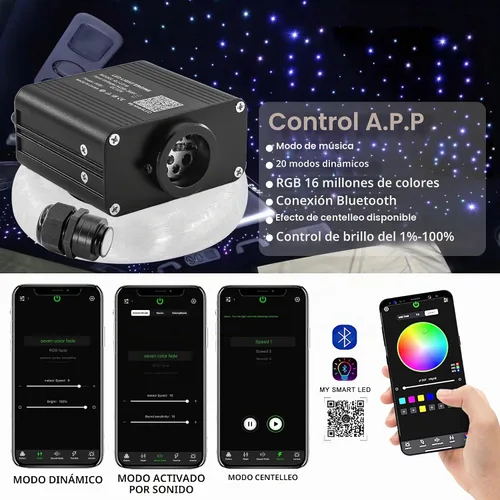 Vista 3 de ATOKEE Kit de Luces de Techo Estrellado Twinkle de 16W con 200 piezas, Fibra Óptica de Tamaño Compacto de 0.03 pulgadas 6.5 pies, Luces de Techo