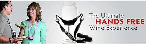 Vista 2 de Juego de 3 collares con cordón para copas de vino con soporte para copas de vino "WineYoke