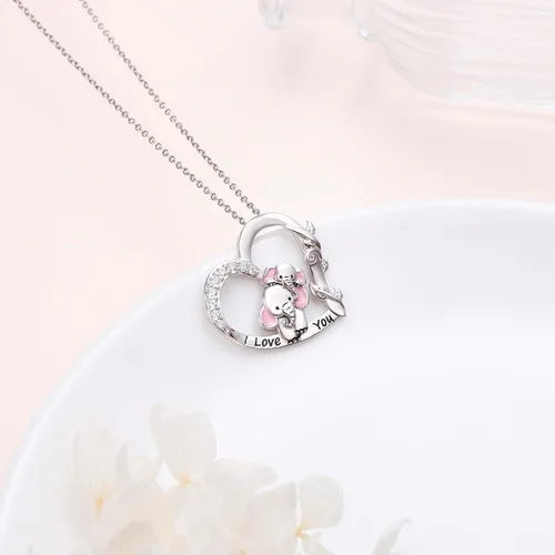 Vista 3 de Collar de plata de ley S925 para madre e hija, diseño de jirafa, panda, delfín, animal, joyería para mujeres y adultos