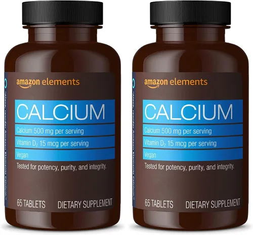 Vista 5 de Calcio de 500 mg con vitamina D de Amazon Elements, un comprimido diario; 65 comprimidos