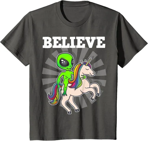 Vista 49 de Believe Space Alien Riding Unicorn - Camiseta de regalo divertida, Negro, S