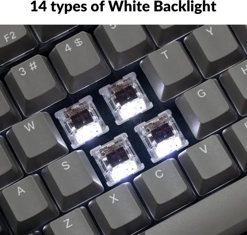 Vista 3 de Keychron C2 Pro Teclado Mecánico Personalizado con Cable Diseño de Tamaño Completo QMK/VIA Macro Programable con Retroiluminación Blanca