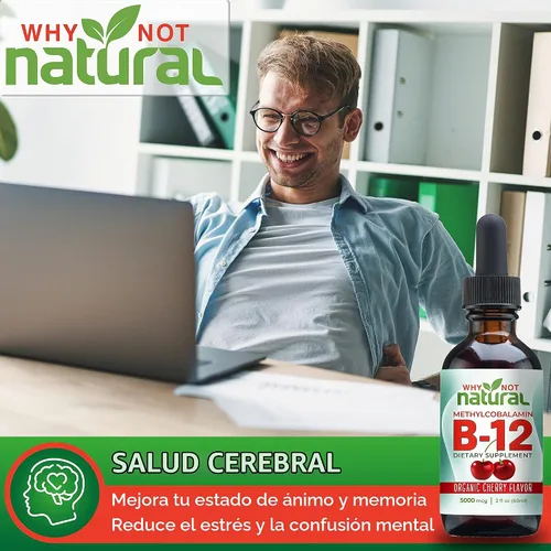 Vista 6 de Why Not Natural Complejo B y gotas líquidas B12 para energía