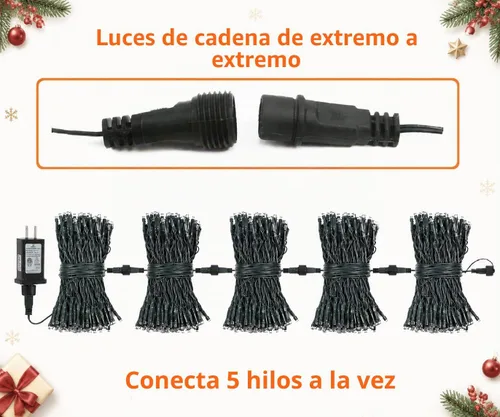 Vista 8 de OZS Guirnalda de luces de Navidad conectables rojas y blancas, paquete de 2 luces de Navidad de 164 pies en total de 400 LED para Rojo y blanco