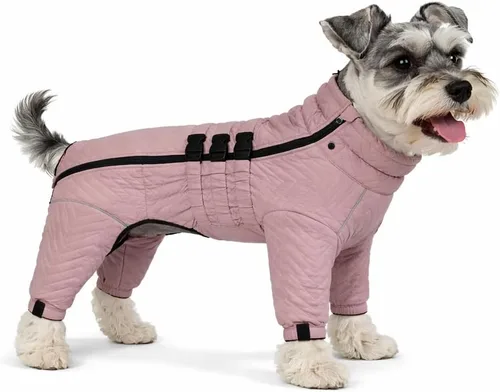 Vista 11 de Abrigo cálido para perros de doble capa, chaleco para perros, 4 patas cubiertas, resistente al viento, impermeable, reflectante, gris XS - L