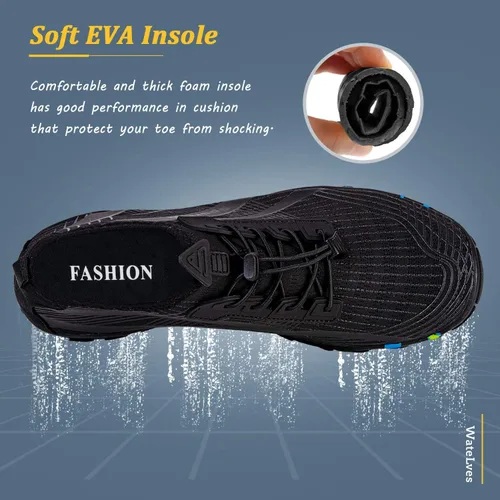Vista 5 de WateLves - Zapatos de agua para hombres y mujeres, para natación, playa, piscina, surfear, hacer yoga o aeróbico acuático, calcetines para el agua