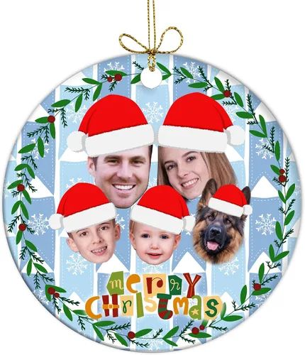 Vista 8 de Adorno de círculo de Navidad personalizado para la familia, adorno personalizado con nombre de familia para Navidad, adorno personalizado