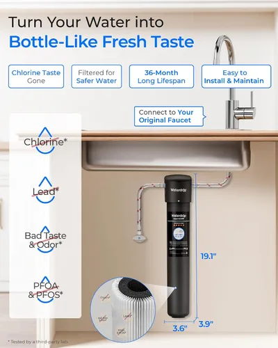 Vista 2 de Waterdrop 17UA 3 años Filtro de agua para debajo del fregadero, Sistema de filtración de agua para debajo del fregadero, Reduce PFAS, PFOA/PFOS