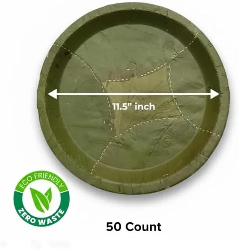 Vista 2 de Sal Leaf - Platos redondos, 11.5 pulgadas, paquete de 50 unidades, 100% compostables, biodegradables, sin químicos, resistentes al calor