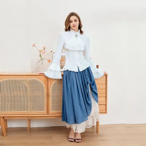 Vista 5 de Vestido midi de cintura elástica vintage para mujer