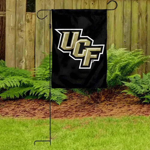 Vista 2 de Central Florida Knights - Juego de bandera de jardín y soporte para asta de bandera negra