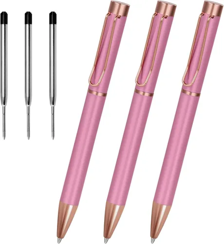 Vista 16 de Cambond Bolígrafos plateados – Bolígrafo giratorio de metal de tinta negra, punta media de 0.039 pulgadas para regalo, oficina, negocios, hombres