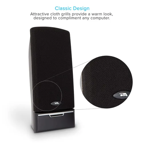 Vista 3 de Cyber Acoustics CA-2014USB 2.0 Multimedia Desktop Computadora Altavoces, Compatible con Dispositivos USB C o A, Adaptador Incluido