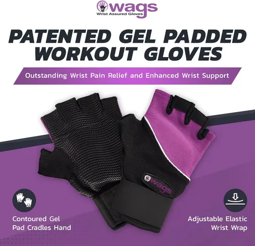 Vista 2 de Guantes de soporte de muñeca con almohadilla de gel ergonómica patentada y muñequera para entrenamientos de mujeres y hombres