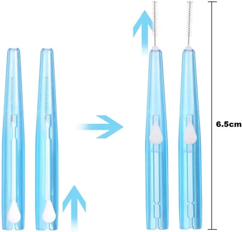 Vista 2 de Cepillo interdental Push-Pull 0.7 MM Dental Pick Limpiadores interdentales Alambre de ortodoncia Palillo de dientes Cepillo de dientes Cuidado Oral