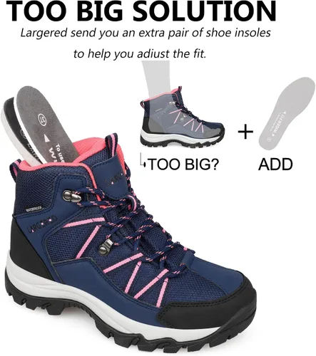Vista 7 de LARGERED Botas de senderismo impermeables para mujer, botas de senderismo al aire libre, senderismo, campamento, senderismo