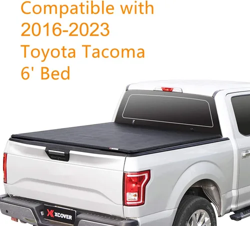 Vista 2 de XCOVER - Funda suave enrollable para cama, cubierta Tonneau compatible con Tacoma 2016-2023 con cama de 6 pies