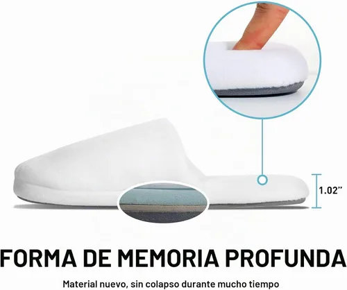 Vista 6 de 3 pares de pantuflas de spa de lujo, espuma viscoelástica de algodón, antideslizantes, puntera cerrada, lavables para hoteles, invitados, viajes