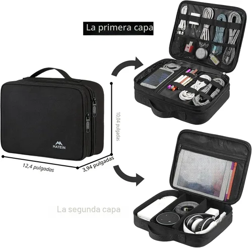 Vista 3 de MATEIN Bolsa organizadora de cables, bolsa de almacenamiento de viaje Negro (Antique Black)