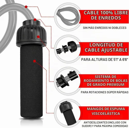 Vista 2 de Cuerda de saltar con peso (1 libra) – Cuerda de saltar de velocidad de rodamiento de bolas sin enredos para artes marciales mixtas boxeo, pérdida