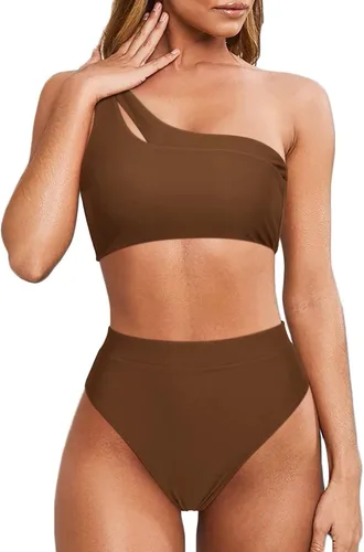 Vista 138 de MOOSLOVER Traje de baño de dos piezas con corte alto y cintura alta para mujer