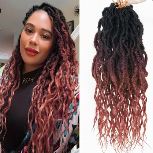 Vista 36 de Rizos de cabello sintético tejido en crochet de 16 pulgadas, 8 paquetes, Rizos de cabello tejido en crochet pre-enlazados con extremos rizados