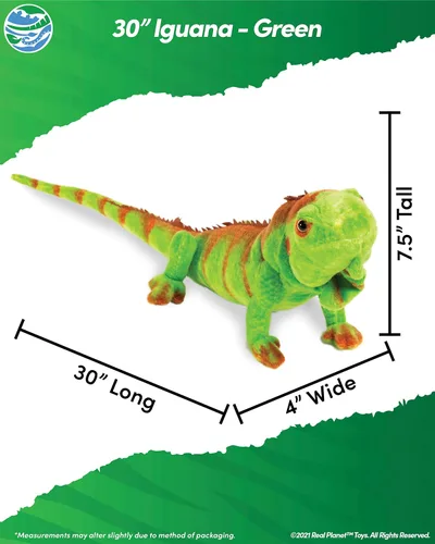 Vista 2 de Real Planet Peluche de Iguana de 30 pulgadas, lagarto realista de iguana verde para niños, más de 2 pies, animales salvajes de peluche, súper suave