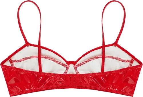 Vista 6 de CHICTRY Sujetador de mujer Top de cuero PU sin alambre Bustier Wetlook Crop Top Lencería Ropa