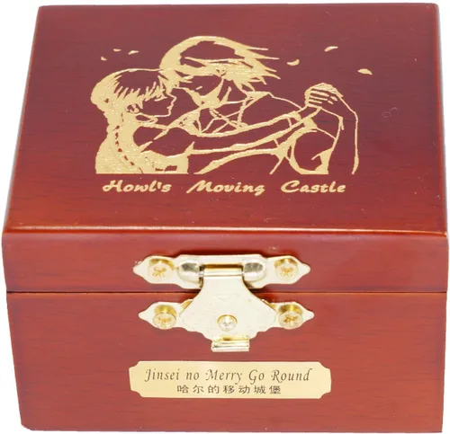 Vista 4 de Youtang Caja musical de madera tallada con espejo para Navidad, cumpleaños, día de San Valentín (movimiento dorado)