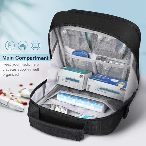 Vista 3 de Estuche de transporte para enfriador de insulina MEDMAX con bolsa de viaje, organizador de suministros de diabetes con correa para el hombro
