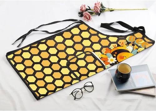 Vista 7 de MBMSO Delantal de abeja con bolsillos, delantal de abeja, regalos para amantes de las abejas de la miel, delantal de cocina, delantal de cocina
