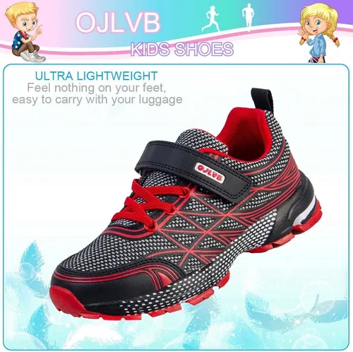 Vista 7 de OJLVB Tenis deportivos para niños y niñas, tenis para correr, atléticos, para caminar, gimnasio, senderismo, senderismo, transpirables, ligeros