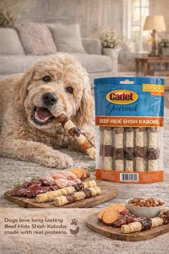 Vista 7 de Cadet Golosina para perros XL, 4 en 1 piel de res Shish Kabobs, 10