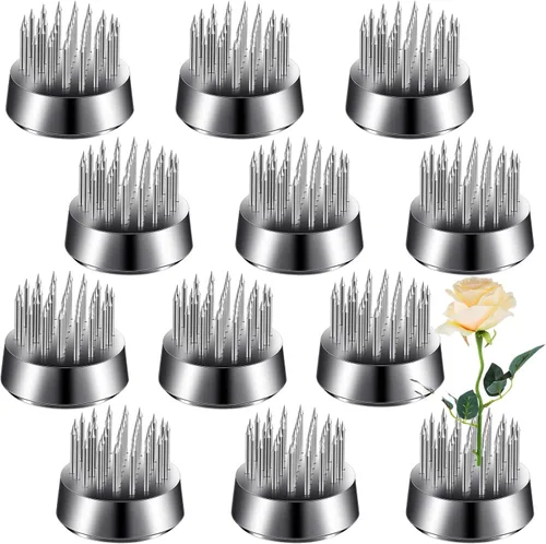 Vista 8 de Geiserailie 12 piezas de 0.906 in/0.92 pulgadas de acero inoxidable, rana floral redonda de metal, rana floral japonesa Ikebana fija, arreglo