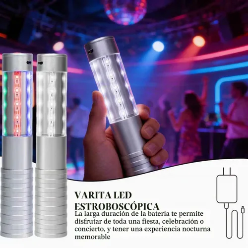 Vista 5 de Luces LED estroboscópicas para botella de servicio para niña, baton, reutilizable, recargable, servicio LED, champán, 2 piezas para bar, club