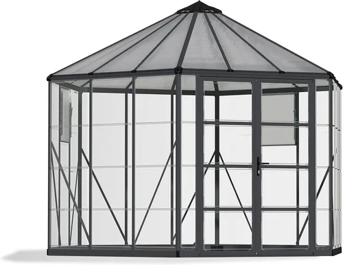 Vista 7 de Palram - Canopia Oasis Hex 7' x 8' Invernadero de policarbonato de aluminio, gris