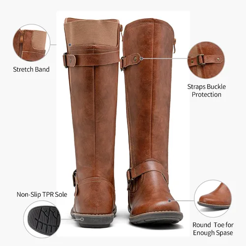 Vista 4 de Jeossy Botas hasta la rodilla 9656 para mujer, botas de equitación de moda con hebilla