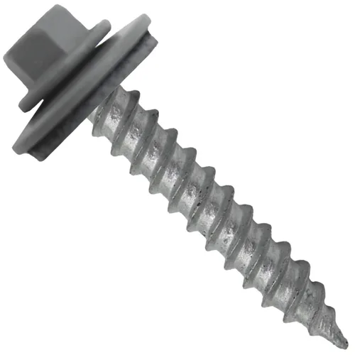 Vista 38 de 12 tornillos para techos de metal gris ABC de 1-1/2 pulgadas, cabezal de arandela hexagonal, arranque automático/roscado, arandela EPDM. 1 bolsa