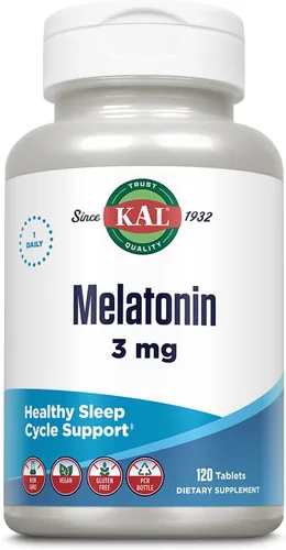 Vista 4 de KAL Tabletas de melatonina de 3 mg, 60