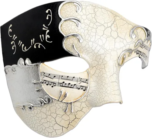 Vista 10 de Hoshin - Máscara para baile de máscaras, decoraciones de Mardi Gras de media cara, máscaras venecianas para hombre Negro