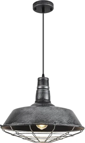 Vista 15 de Lámpara colgante negra de granja, luces colgantes grandes de 18.1 pulgadas, isla de cocina, lámpara colgante industrial con jaula de alambre, luz