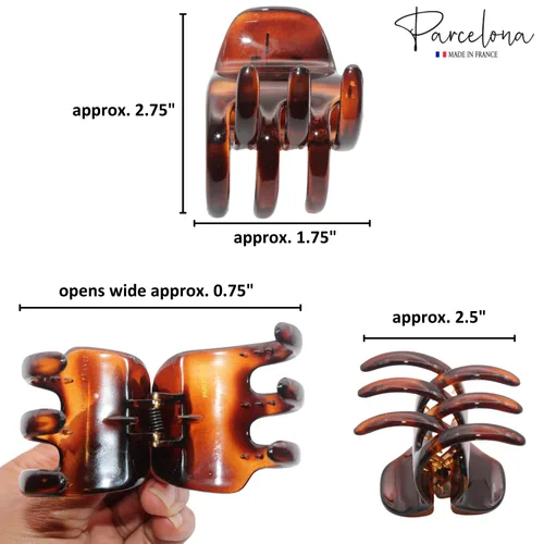 Vista 7 de Parcelona Pinzas para el cabello de celuloide de celuloide francés clásico grande de 2 pulgadas, pinzas de garra para el pelo de las mujeres, hechos