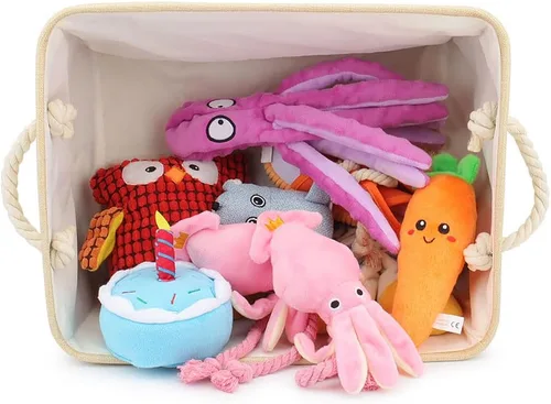 Vista 7 de Cesta plegable de almacenamiento de juguetes para perros y mascotas, fuente colorida personalizada, caja organizadora con nombre de mascota