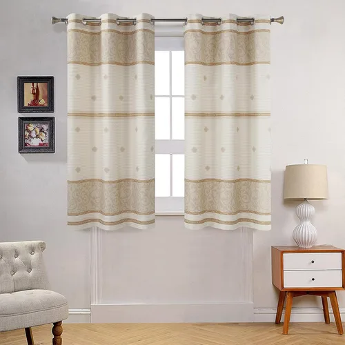 Vista 20 de Arlene - Cortina bohemia con borde bordado cosido azul para ventana, par de paneles de borlas blancas, cada uno de 42 pulgadas de ancho x 84